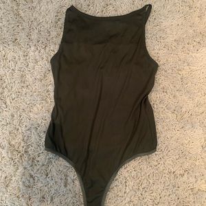 Army green ribbed body suit